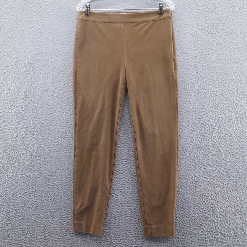 Talbots Womens Brown Faux Suede Side Zip Leggings Slim Stretch Pants Size 6